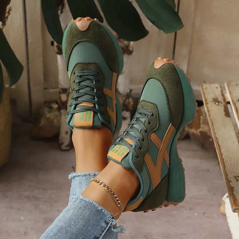 Causal Sneakers Autumn Platform Walking Shoes Woman Lace Up Sports Shoes Non-slip Running Shoes