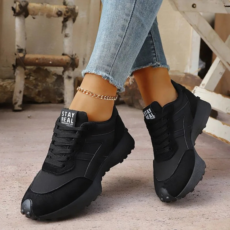 Causal Sneakers Autumn Platform Walking Shoes Woman Lace Up Sports Shoes Non-slip Running Shoes