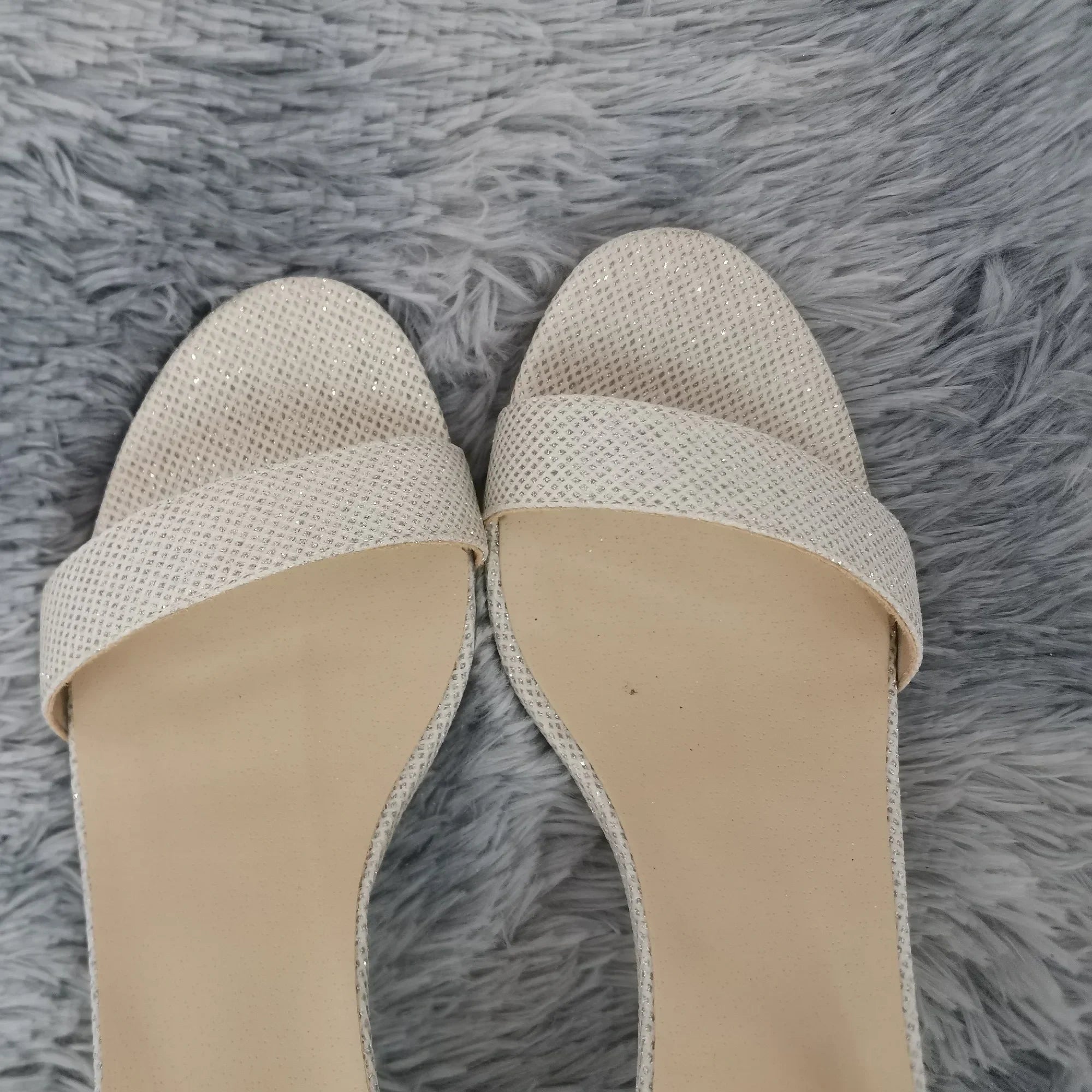 Chunky Sandals Silver Gold Glitter Flash Sexy 8cm Open Toes Buckle Strap Thick High Heels Party Dress Wedding Shoes