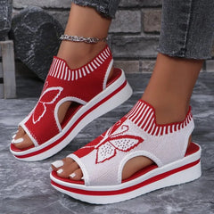 Flat Sandals Mesh Fish Mouth Casual Low Heels Slides Platform Shoes Sports Wedges Beach Comfort Sandals