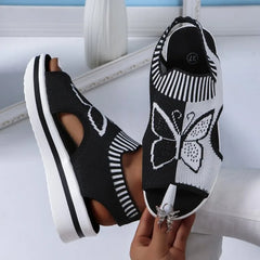 Flat Sandals Mesh Fish Mouth Casual Low Heels Slides Platform Shoes Sports Wedges Beach Comfort Sandals