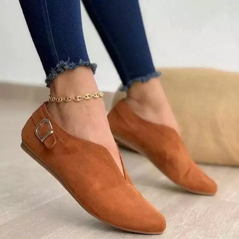 Loafers Retro Pointed Toe Suede Flat Shoes Slip on Casual Shoes Female Feetwear Zapatos De Mujer Plus Size 35-43