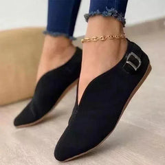 Loafers Retro Pointed Toe Suede Flat Shoes Slip on Casual Shoes Female Feetwear Zapatos De Mujer Plus Size 35-43