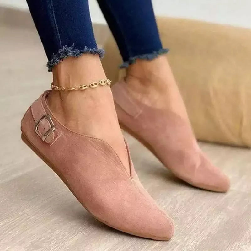 Loafers Retro Pointed Toe Suede Flat Shoes Slip on Casual Shoes Female Feetwear Zapatos De Mujer Plus Size 35-43