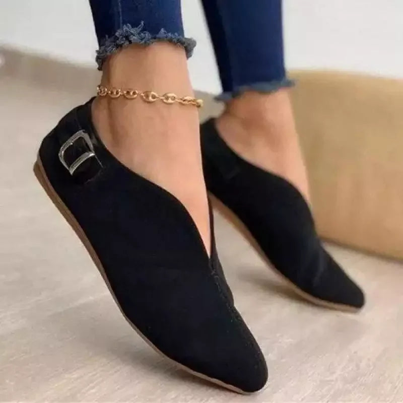 Loafers Retro Pointed Toe Suede Flat Shoes Slip on Casual Shoes Female Feetwear Zapatos De Mujer Plus Size 35-43