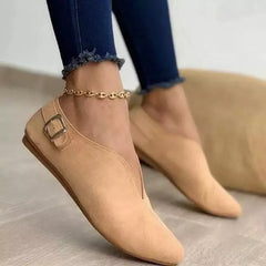 Loafers Retro Pointed Toe Suede Flat Shoes Slip on Casual Shoes Female Feetwear Zapatos De Mujer Plus Size 35-43