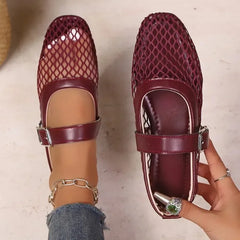 Mesh Ballet Flats Fishnet Ballerina Flats Comfortable Round Toe Ballet Shoes Breathable Casual Walking Shoes Commuting