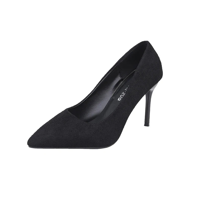 Mid Heeled Sandals Black 6-8-10cm Pointed Thin Heeled Baotou Banquet High Heeled Shoes Womens Shoes Tacones Mujer