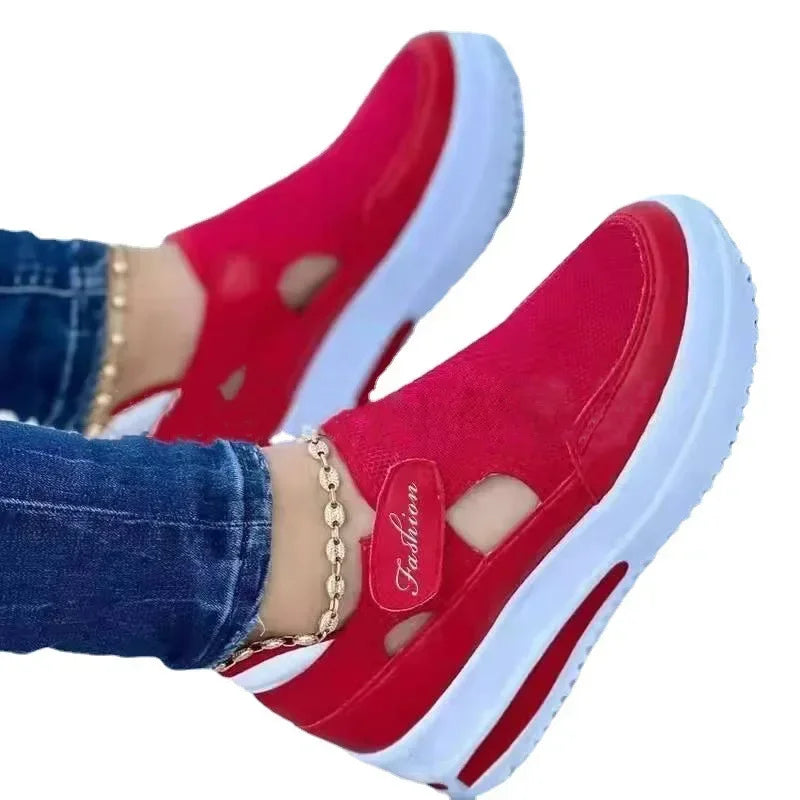 Platform Sneakers Woman Breathable Mesh Wedge Casual Sport Shoes Size 43 Female Non Slip Vulcanize Shoes