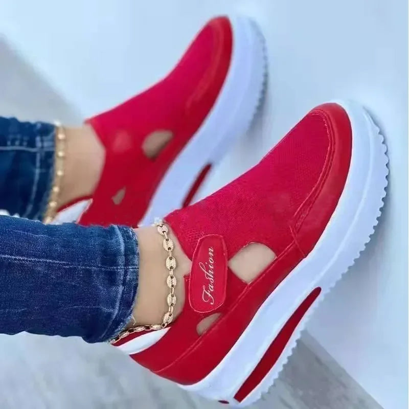 Platform Sneakers Woman Breathable Mesh Wedge Casual Sport Shoes Size 43 Female Non Slip Vulcanize Shoes
