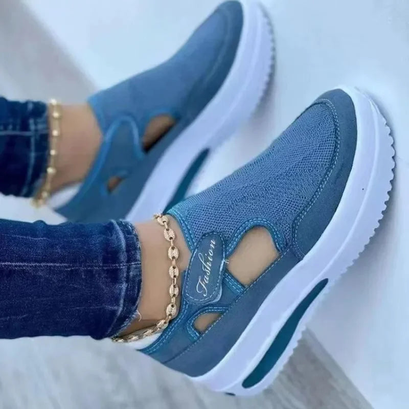 Platform Sneakers Woman Breathable Mesh Wedge Casual Sport Shoes Size 43 Female Non Slip Vulcanize Shoes