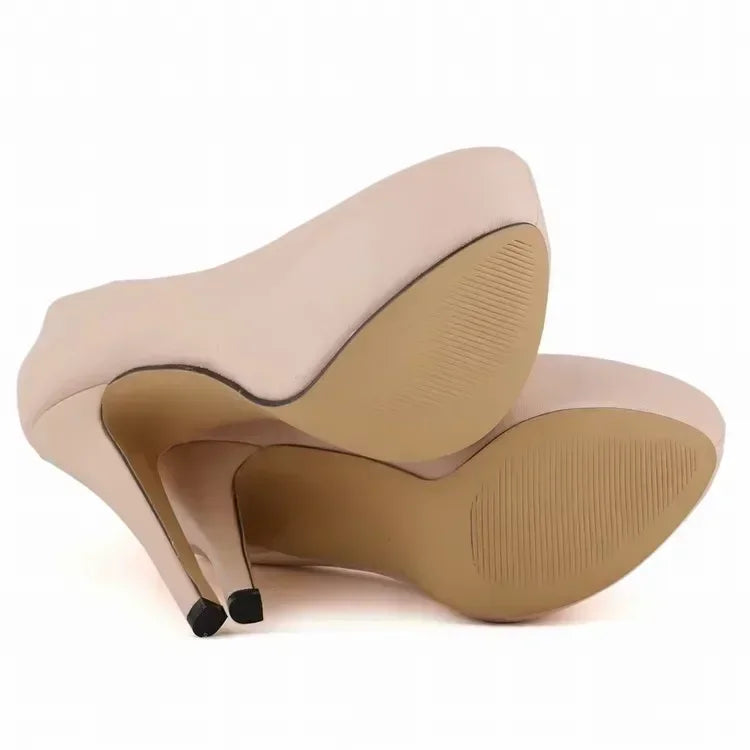 Pumps Sexy Stilettos Super 14cm Round Toes High Heels Platform Casual Thin Party Red Wedding Shoes Plus Size 44