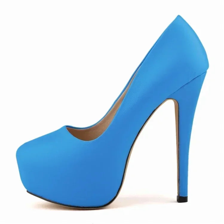 Pumps Sexy Stilettos Super 14cm Round Toes High Heels Platform Casual Thin Party Red Wedding Shoes Plus Size 44