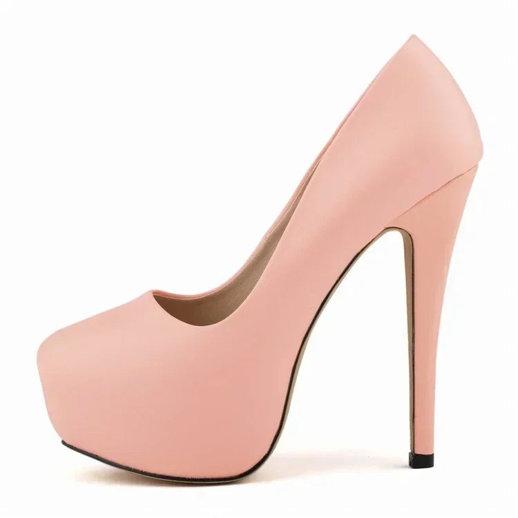 Pumps Sexy Stilettos Super 14cm Round Toes High Heels Platform Casual Thin Party Red Wedding Shoes Plus Size 44