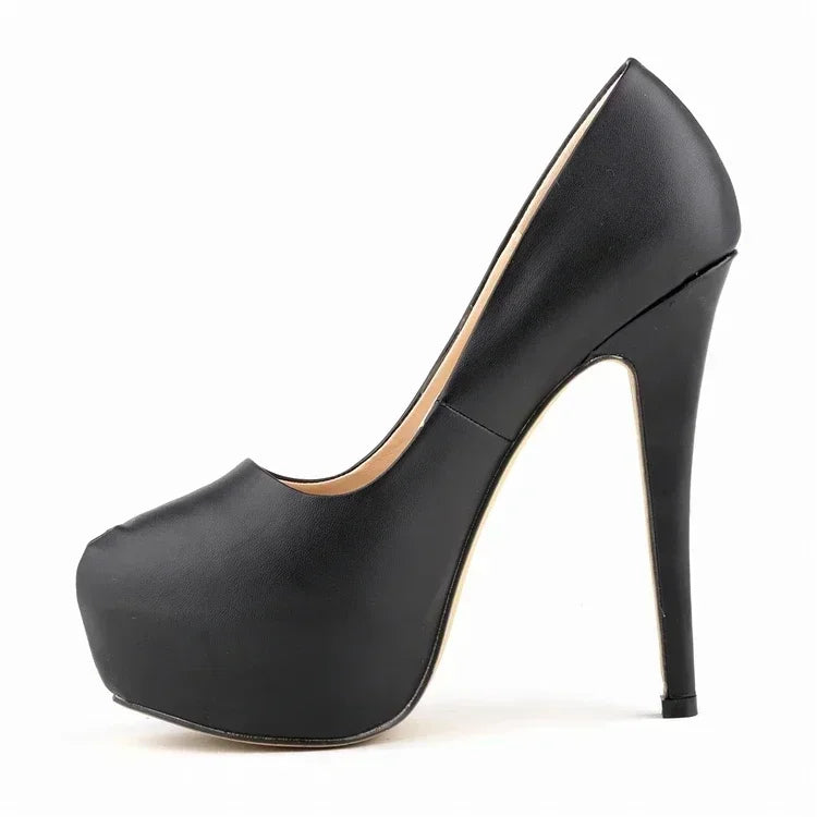 Pumps Sexy Stilettos Super 14cm Round Toes High Heels Platform Casual Thin Party Red Wedding Shoes Plus Size 44
