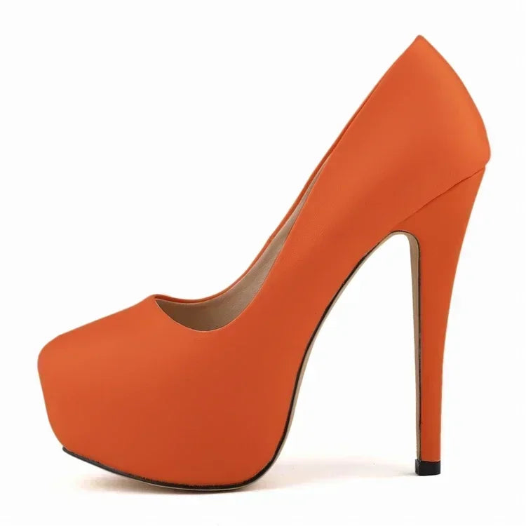 Pumps Sexy Stilettos Super 14cm Round Toes High Heels Platform Casual Thin Party Red Wedding Shoes Plus Size 44