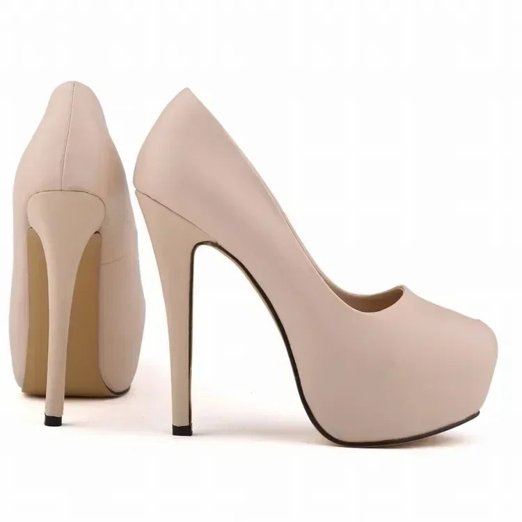 Pumps Sexy Stilettos Super 14cm Round Toes High Heels Platform Casual Thin Party Red Wedding Shoes Plus Size 44