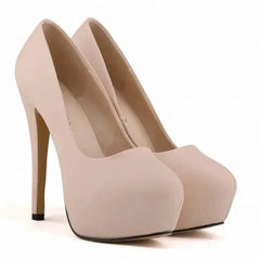Pumps Sexy Stilettos Super 14cm Round Toes High Heels Platform Casual Thin Party Red Wedding Shoes Plus Size 44