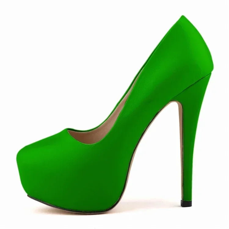 Pumps Sexy Stilettos Super 14cm Round Toes High Heels Platform Casual Thin Party Red Wedding Shoes Plus Size 44