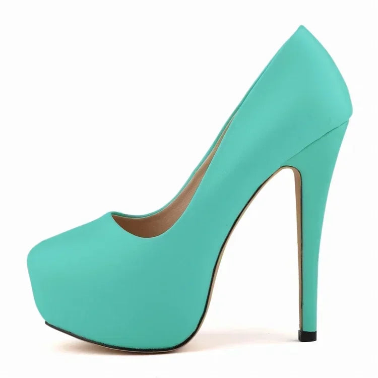 Pumps Sexy Stilettos Super 14cm Round Toes High Heels Platform Casual Thin Party Red Wedding Shoes Plus Size 44