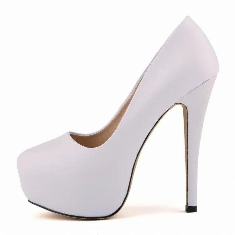 Pumps Sexy Stilettos Super 14cm Round Toes High Heels Platform Casual Thin Party Red Wedding Shoes Plus Size 44