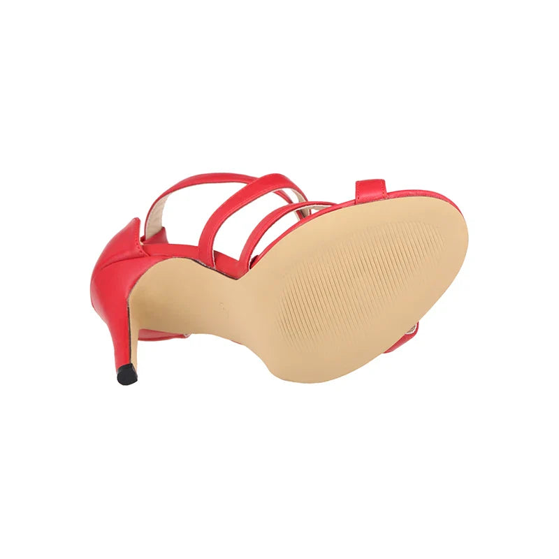 Sandals Runway Ankle Strap Stripper High Heels Dress Cross Stilettos Party Red Wedding Shoes