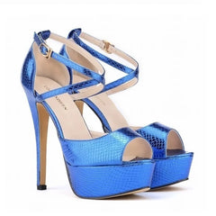 Sandals Stilettos Sexy Gold Silver Crocodile Pattern Open Toe Sandal 14cm Extremely High Heels Party Wedding Shoes