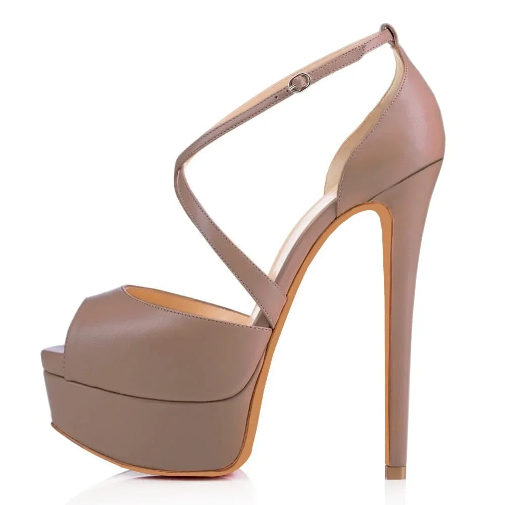 Sandals Stilettos Nightclub Sandal Ultra Bride 14cm Super High Heels Leather Platform Wedding Shoes