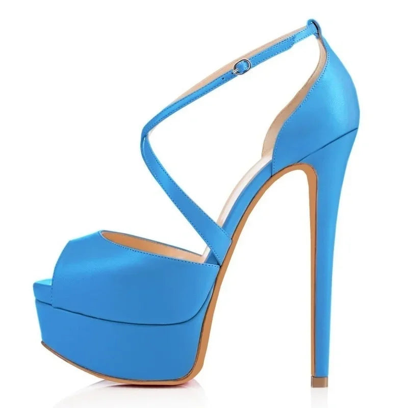 Sandals Stilettos Nightclub Sandal Ultra Bride 14cm Super High Heels Leather Platform Wedding Shoes