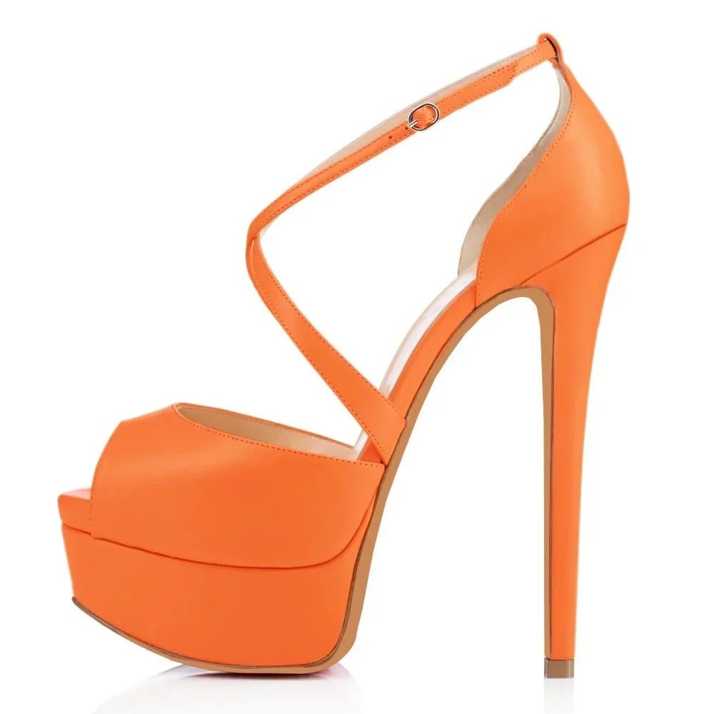 Sandals Stilettos Nightclub Sandal Ultra Bride 14cm Super High Heels Leather Platform Wedding Shoes