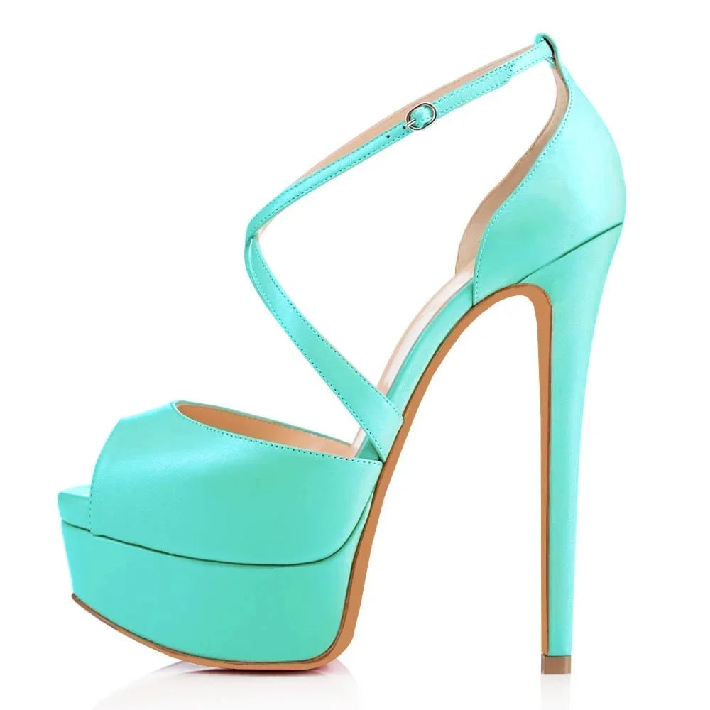 Sandals Stilettos Nightclub Sandal Ultra Bride 14cm Super High Heels Leather Platform Wedding Shoes