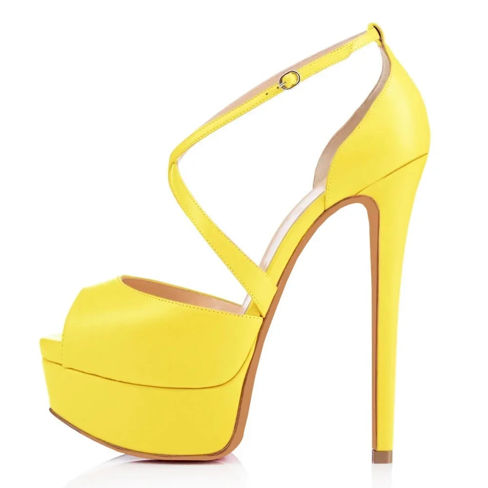 Sandals Stilettos Nightclub Sandal Ultra Bride 14cm Super High Heels Leather Platform Wedding Shoes