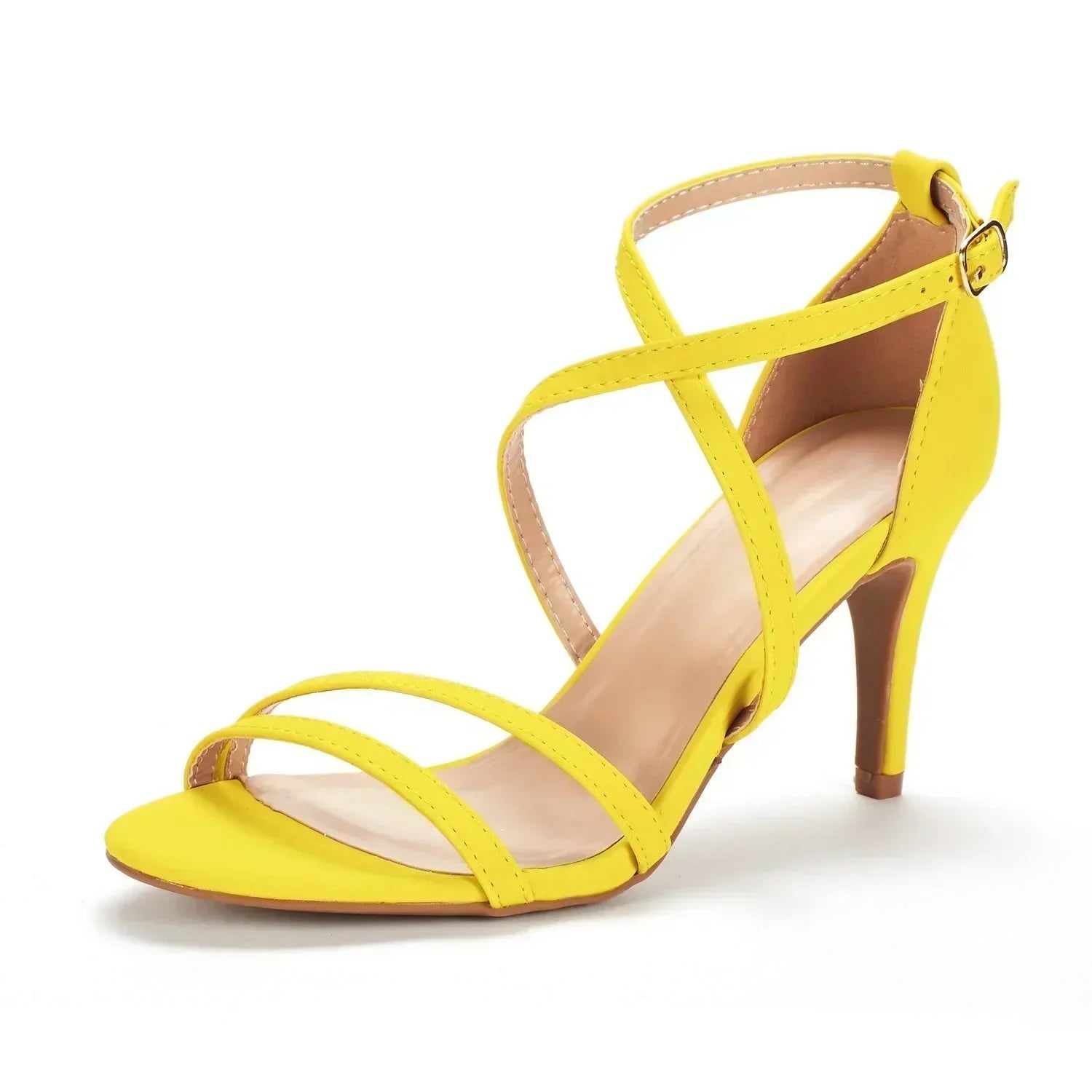 Sandals Stilettos 8cm Open Toe Ankle Strap High Heels Party Dress Red Wedding Shoes Large Size