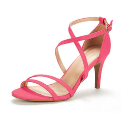 Sandals Stilettos 8cm Open Toe Ankle Strap High Heels Party Dress Red Wedding Shoes Large Size