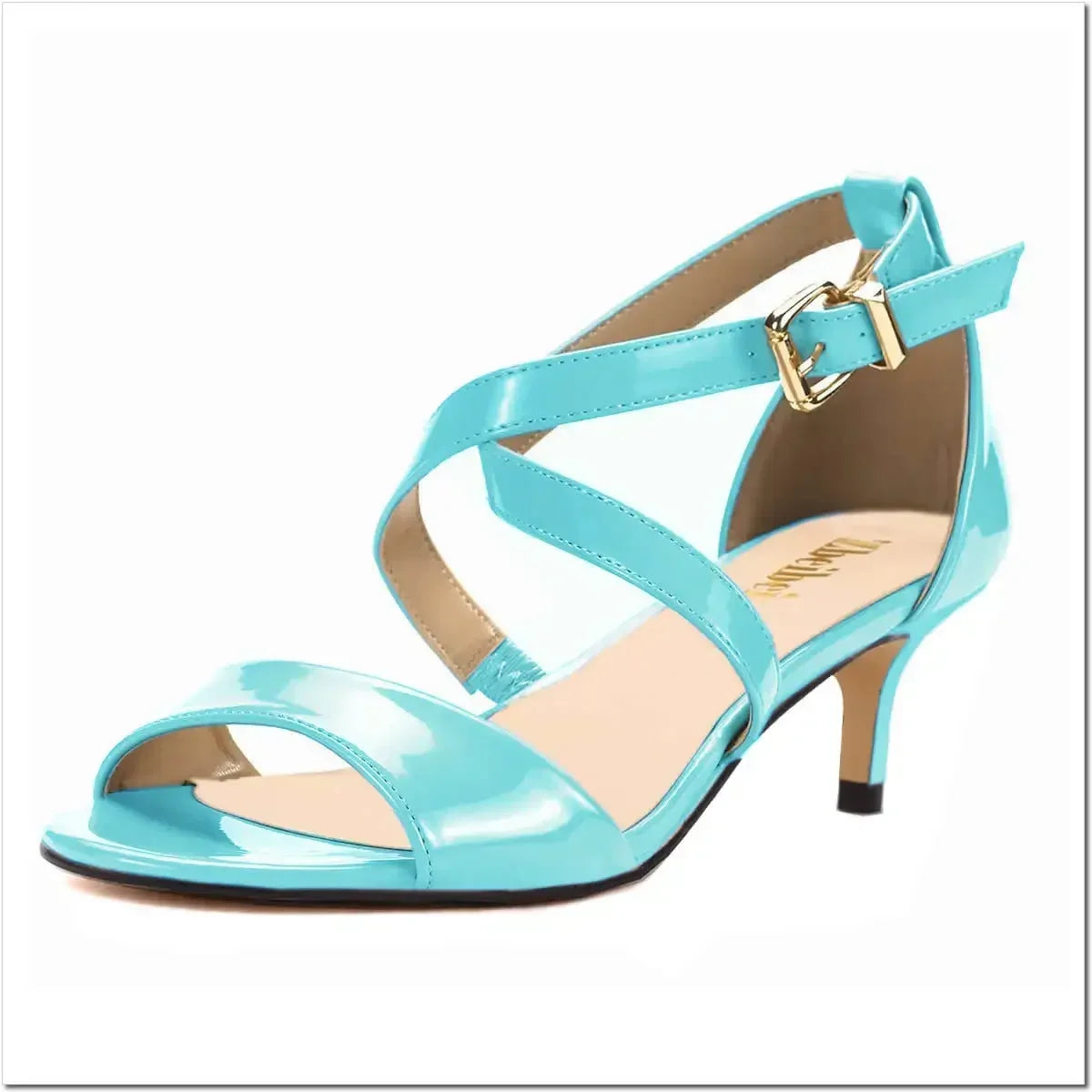 Sandals 5cm Low Thin High Heels Open Toe Casual Buckle Strap Sandal Patent Leather Party Wedding Shoes