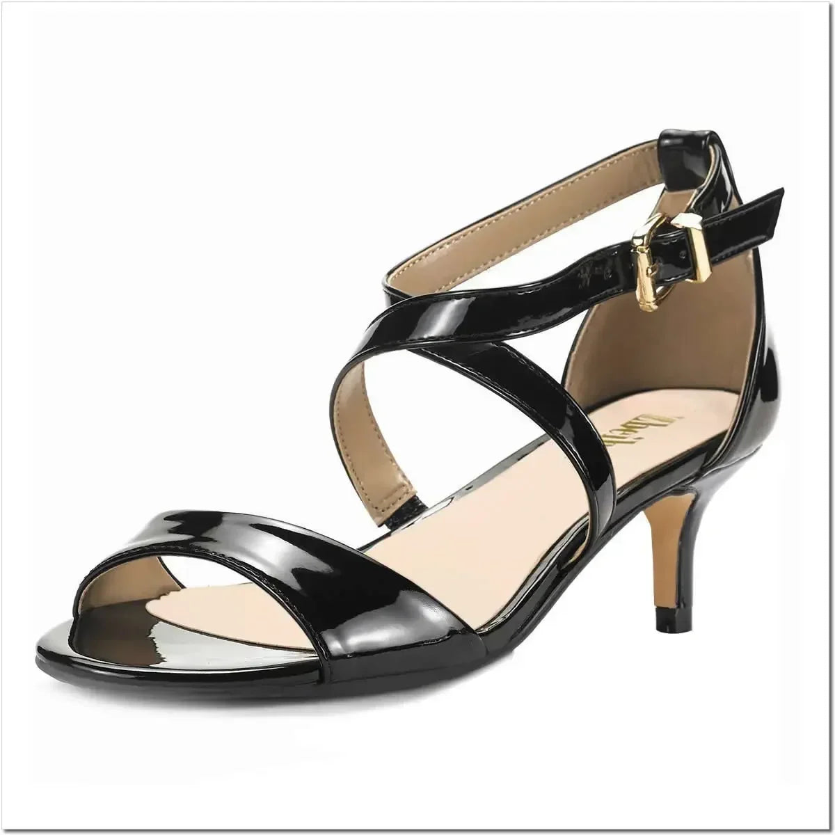 Sandals 5cm Low Thin High Heels Open Toe Casual Buckle Strap Sandal Patent Leather Party Wedding Shoes