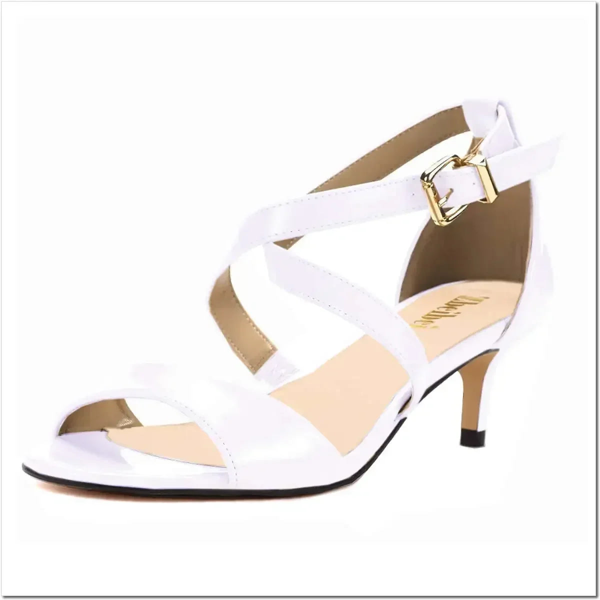 Sandals 5cm Low Thin High Heels Open Toe Casual Buckle Strap Sandal Patent Leather Party Wedding Shoes