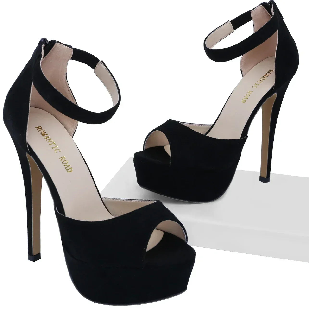 Sandals Zipper Strap Stripper Pole Dance Platform High Heels Peep Toe Stiletto Party Dress Wedding Shoes