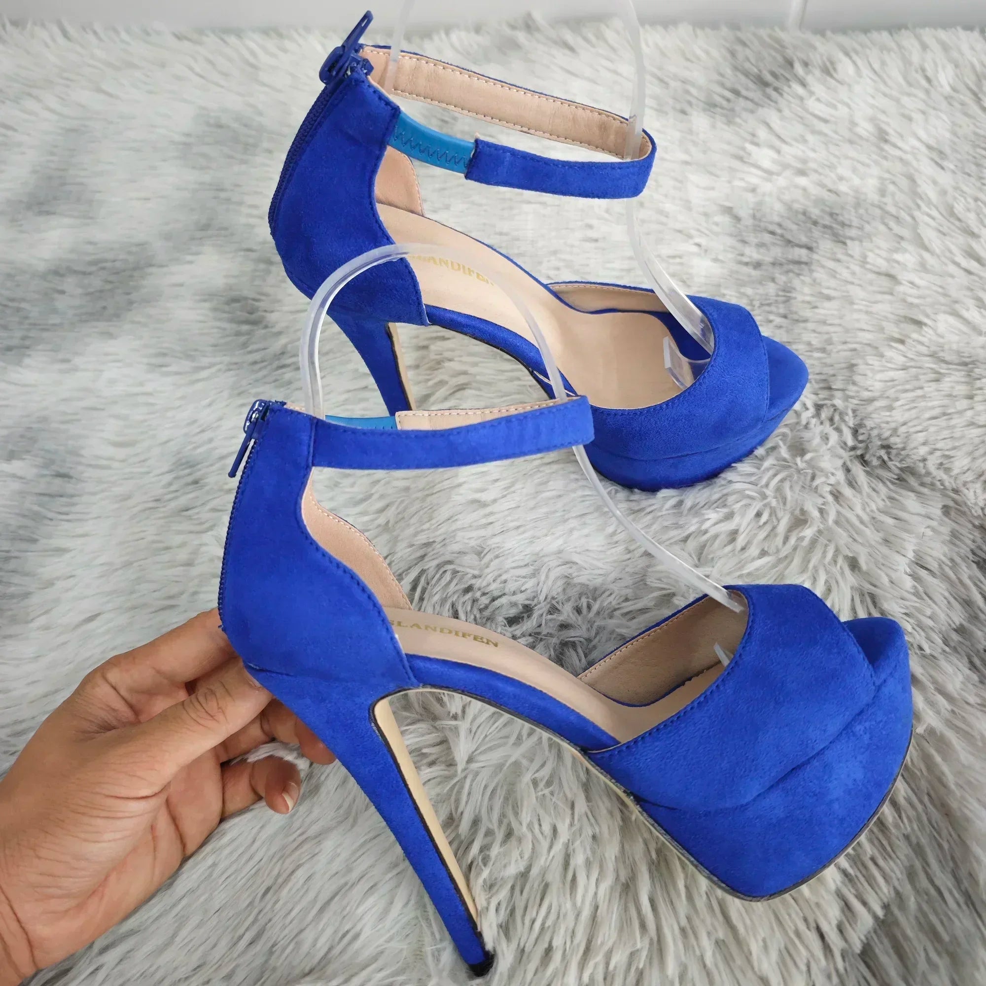 Sandals Zipper Strap Stripper Pole Dance Platform High Heels Peep Toe Stiletto Party Dress Wedding Shoes