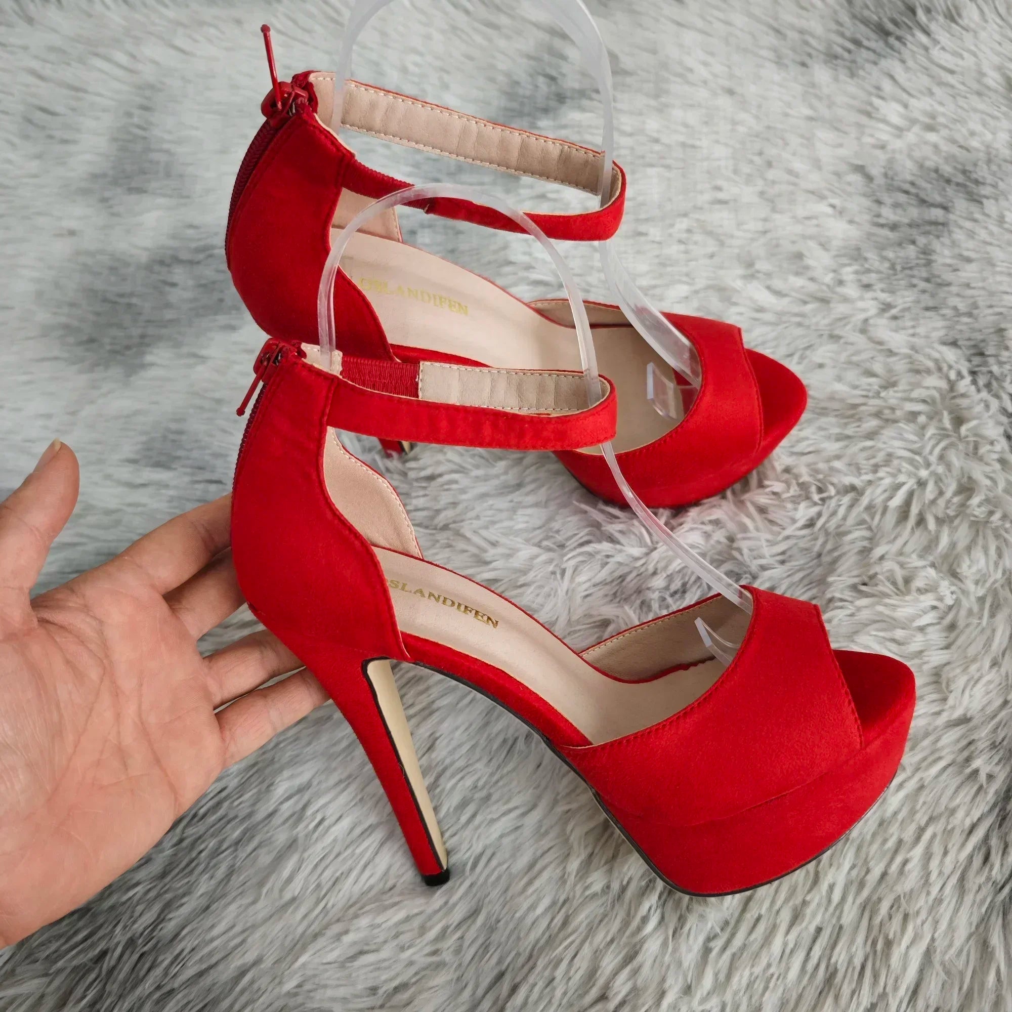 Sandals Zipper Strap Stripper Pole Dance Platform High Heels Peep Toe Stiletto Party Dress Wedding Shoes