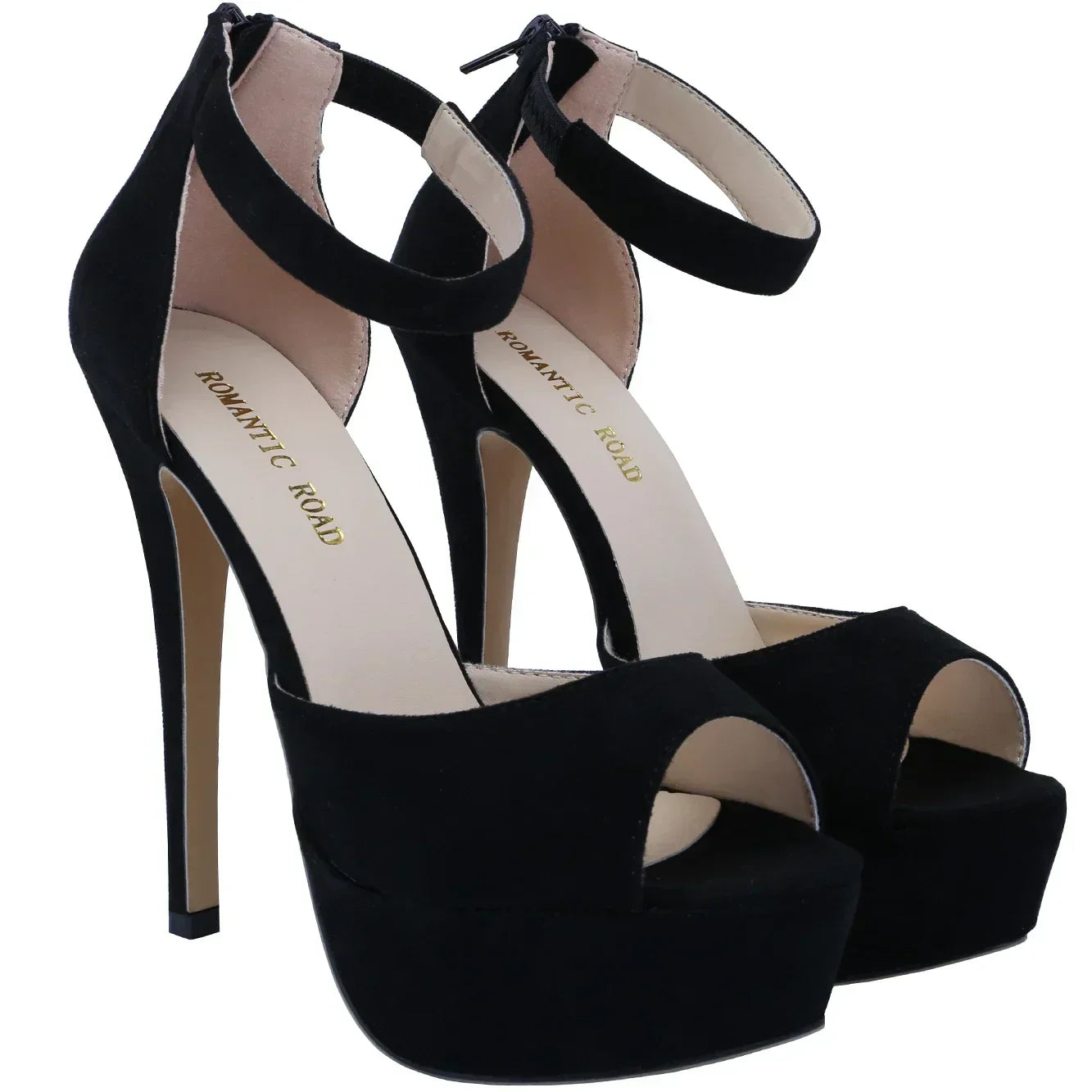 Sandals Zipper Strap Stripper Pole Dance Platform High Heels Peep Toe Stiletto Party Dress Wedding Shoes