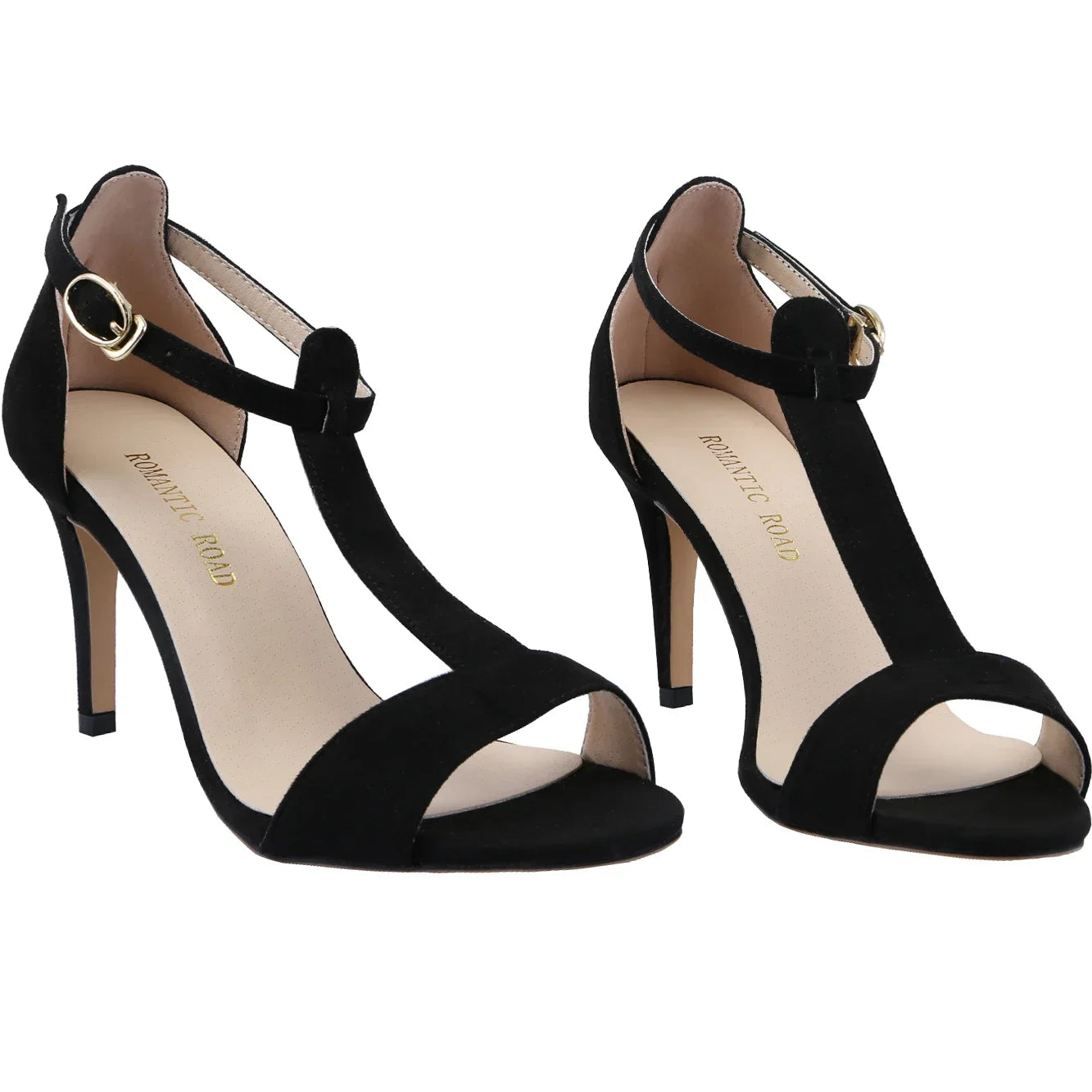 Sandals T-strap Stilettos Open Toe Ankle Strap High Heels Lady 9cm Thin Heels Party Dress Wedding Shoes