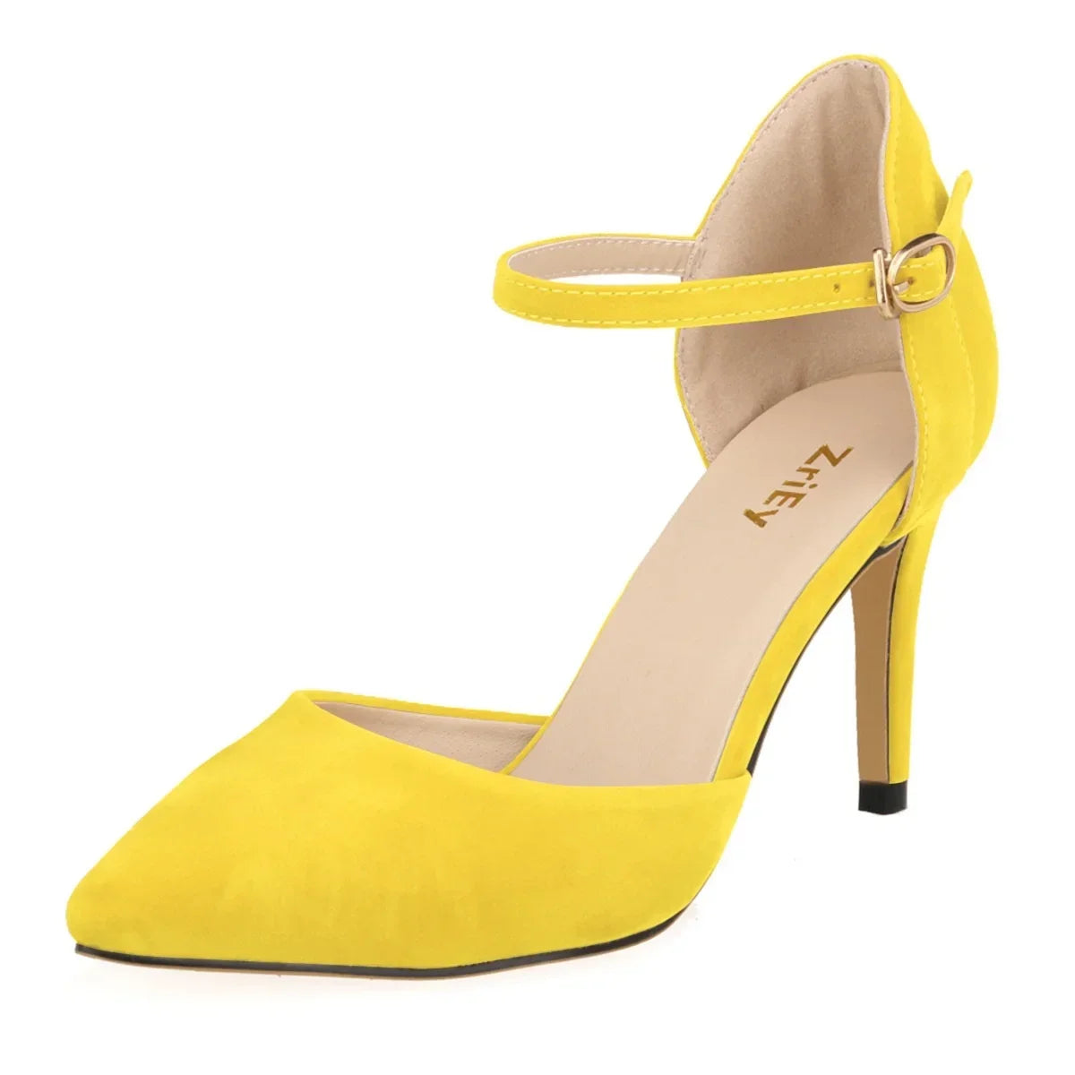 Elegant Black Velvet Leather High Heels Pointed Toe Ankle Strap Stilettos Dress Party Wedding Shoes