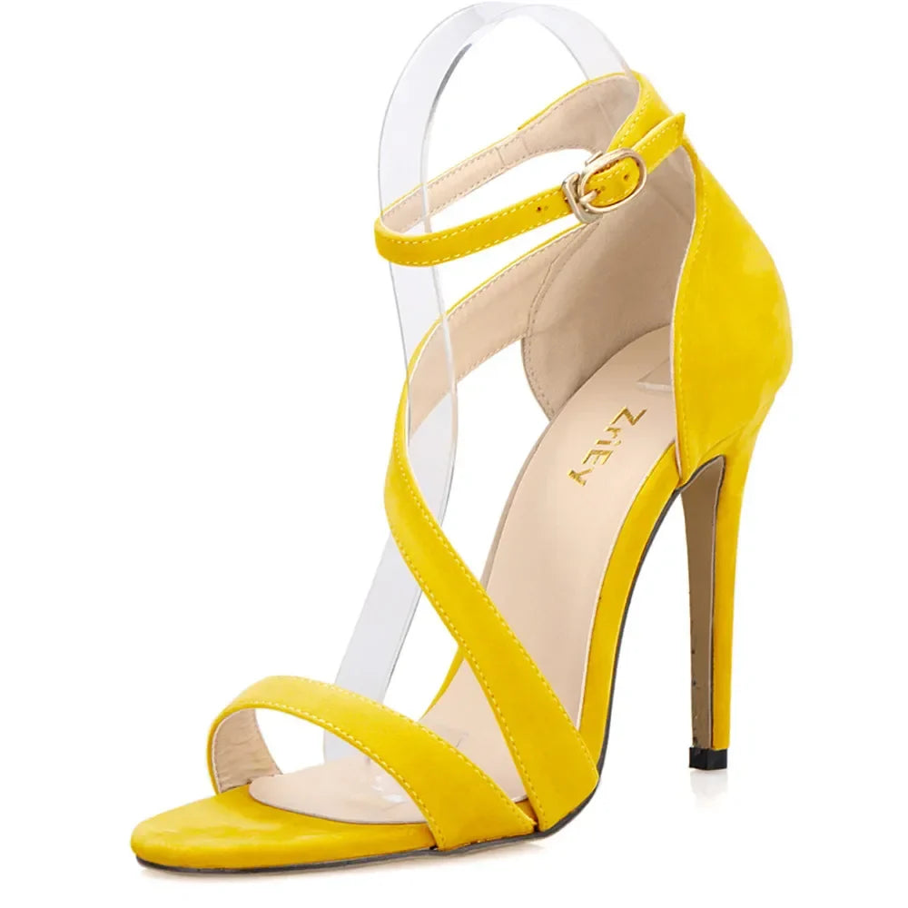 Strappy Sandals Slingback Sexy Open Toe Ankle Straps High Heels Stilettos Suede Wedding Heeled Dressy Party Shoes