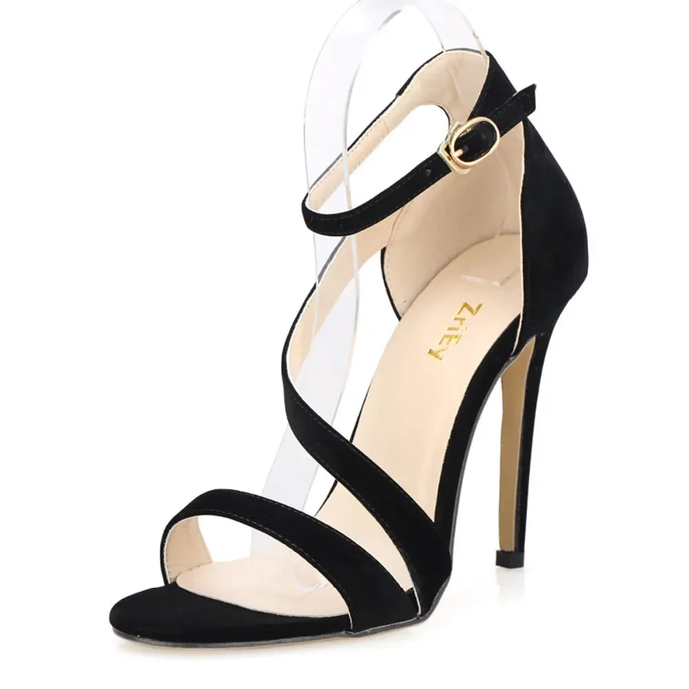Strappy Sandals Slingback Sexy Open Toe Ankle Straps High Heels Stilettos Suede Wedding Heeled Dressy Party Shoes