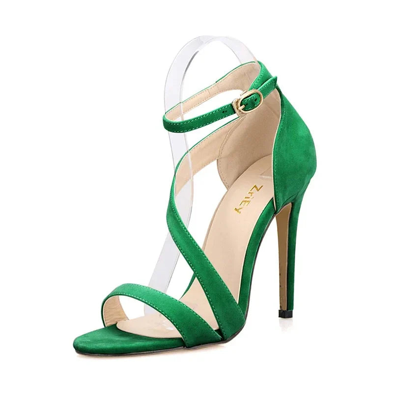 Strappy Sandals Slingback Sexy Open Toe Ankle Straps High Heels Stilettos Suede Wedding Heeled Dressy Party Shoes