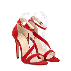 Strappy Sandals Slingback Sexy Open Toe Ankle Straps High Heels Stilettos Suede Wedding Heeled Dressy Party Shoes