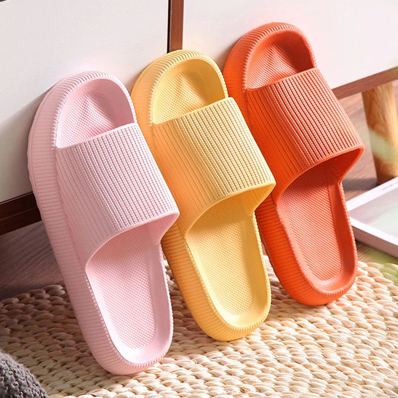 Thick Platform Cloud Slippers Indoor Home Eva Soft Sole Pillow Slides Sandals Woman Non Slip Beach Flip Flops