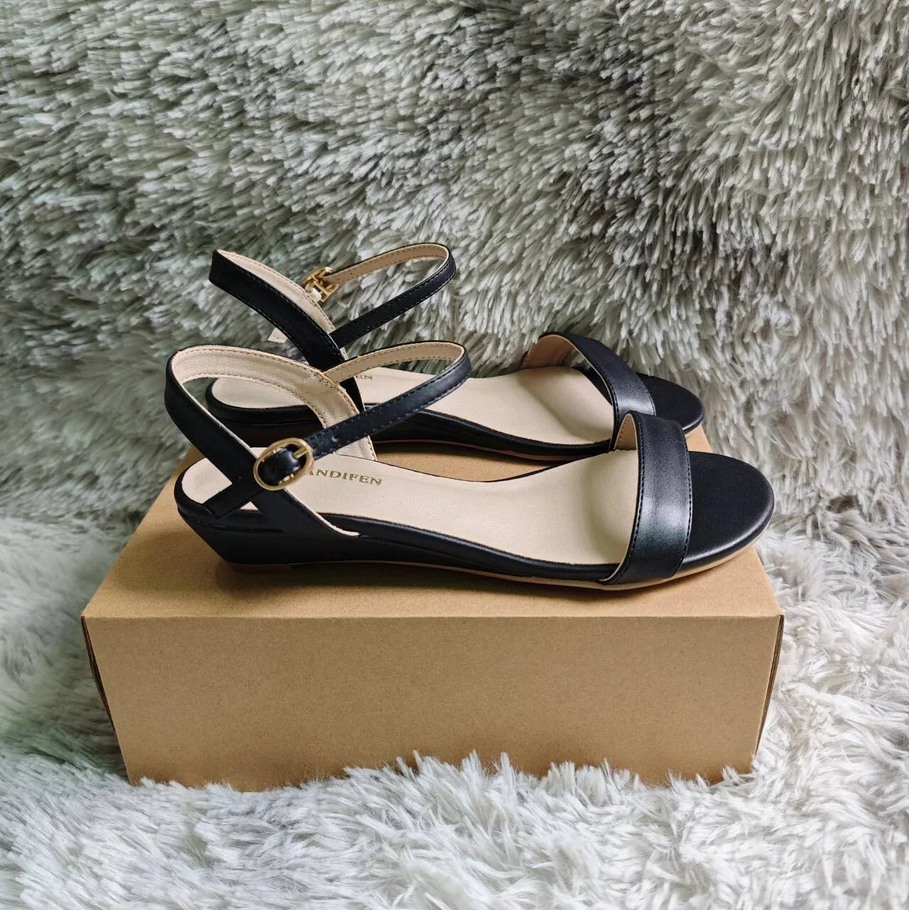 Wedge Sandals Low Heels Open Toe Comfort Strappy Dress Ankle Strap High Heeled Casual Walking Party Wedding Shoes