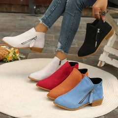 Ankle Boots Autumn Square Heel Boots Platform Sexy Zip High Heels Shoes Keep Warm Boots